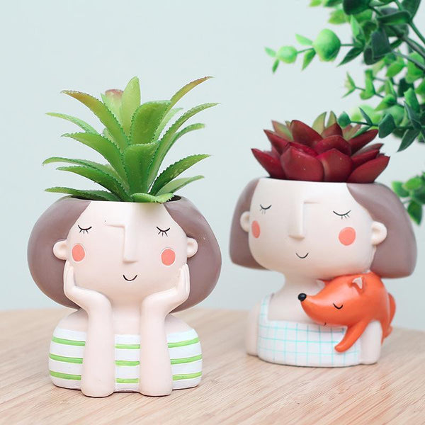 Cute Girl Flower/Plant Pot