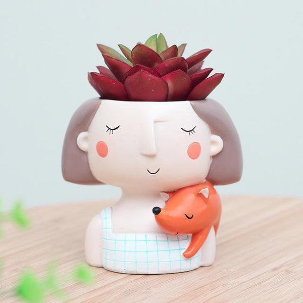 Cute Girl Flower/Plant Pot