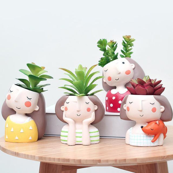 Cute Girl Flower/Plant Pot